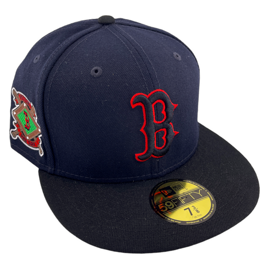 New Era Boston Red Sox MLB Stadium Patch Navy Black/Red UV 59Fifty Fitted Hat Cap