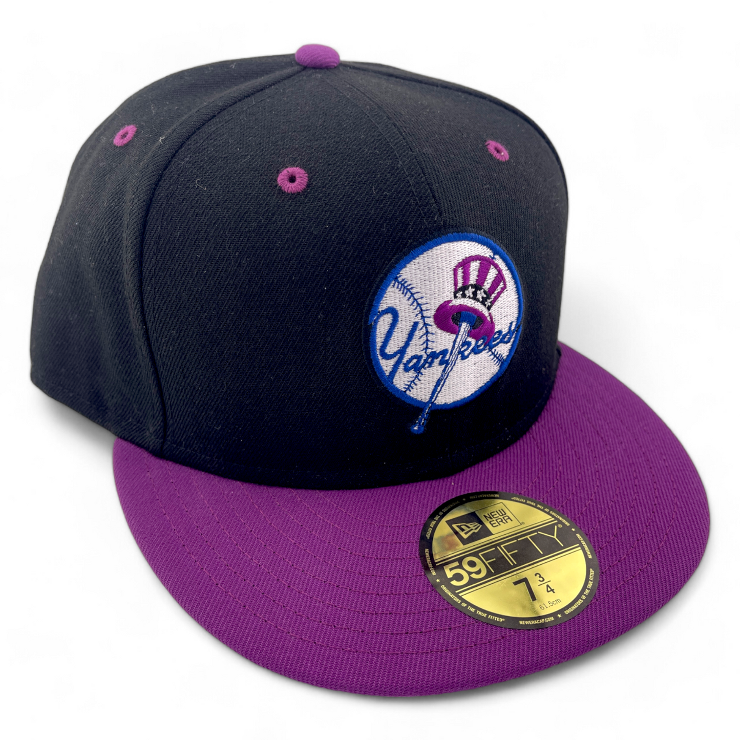 New Era New York Yankees MLB Black/Purple Pack Retro Logo 59Fifty Fitted Hat Cap