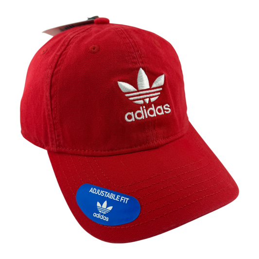 adidas Originals Relaxed Trefoil White/Red LP7027 Strapback Adjustable Dad Hat