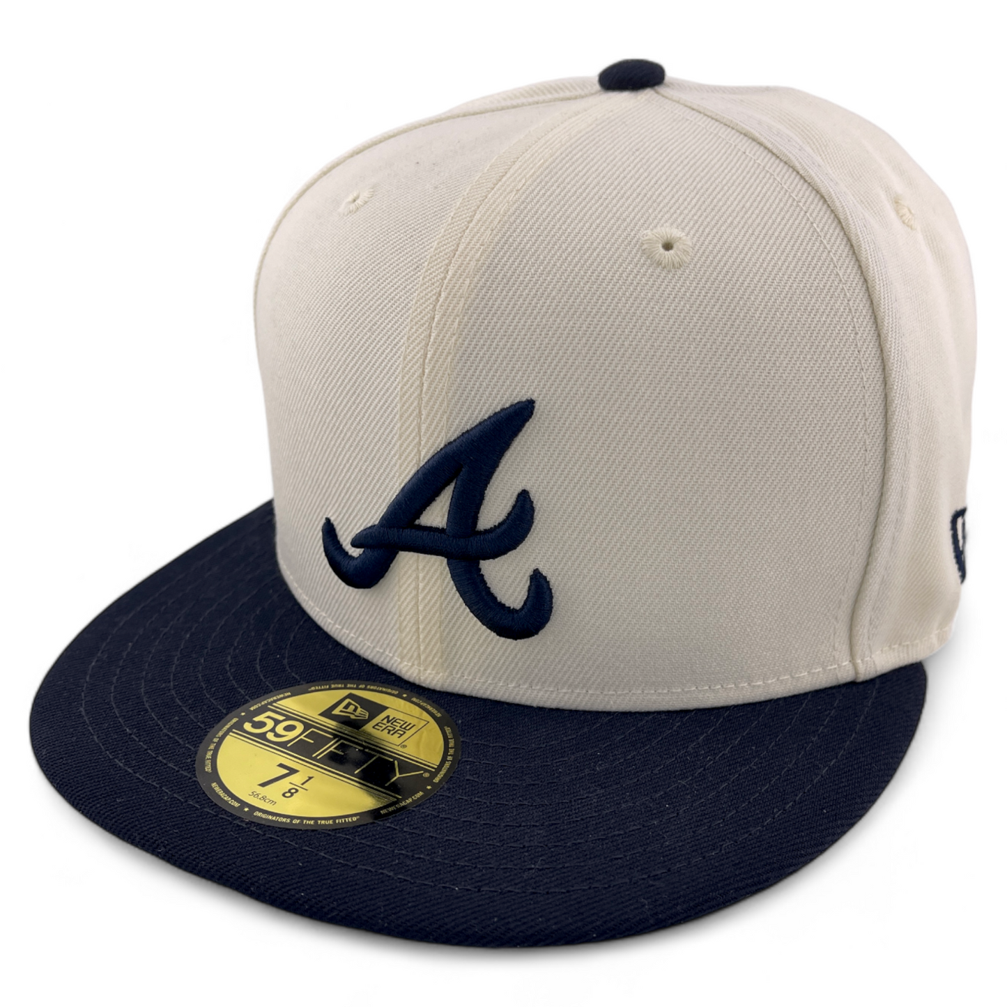 New Era Atlanta Braves MLB Chrome Pack Cream/Navy Logo 59Fifty Fitted Hat Cap