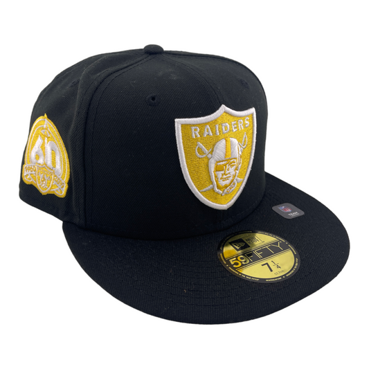 New Era Las Vegas Raiders 60 Year Side Patch Black/Yellow UV 59FIFTY Fitted Hat Cap