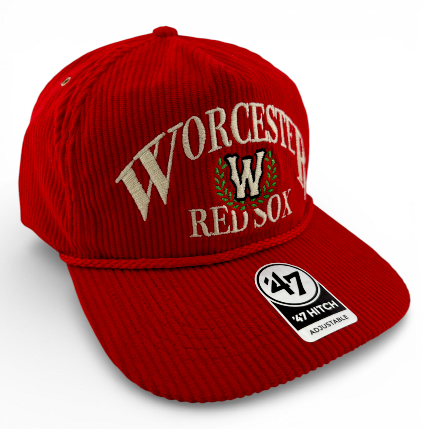 '47 Brand Worcester Red Sox Pitchout Corduroy Hitch Rope Snapback Adjustable Hat