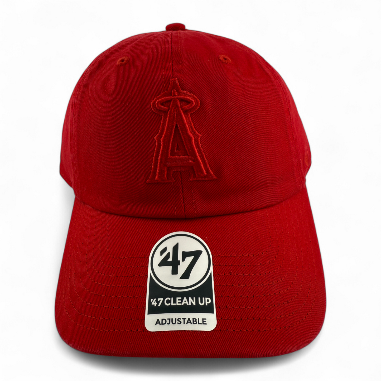 '47 Brand Los Angeles Angels LA MLB Tonal Red Clean Up Adjustable Dad Hat Cap