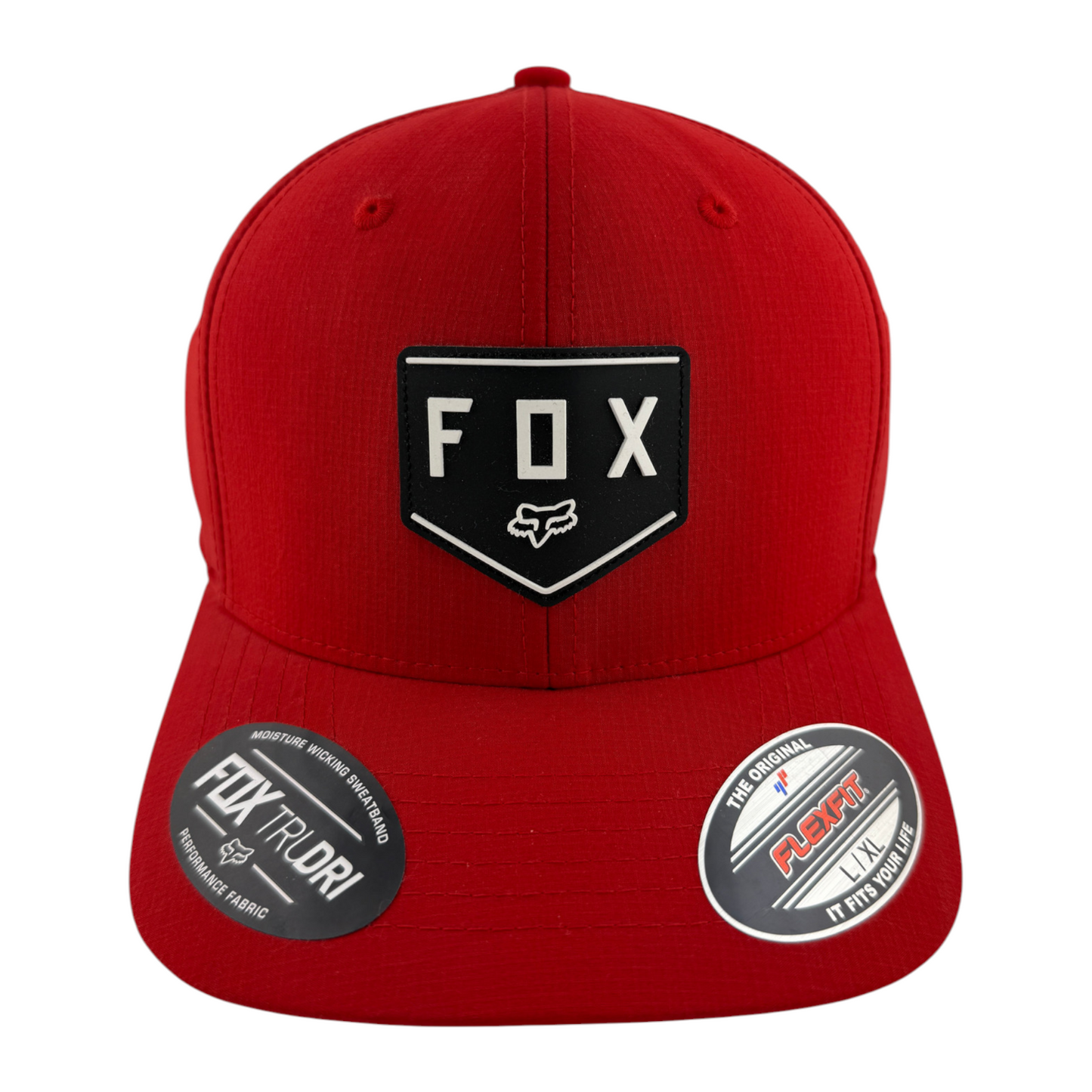 Fox Racing Shield Tech Patch Logo Red A-Frame Stretch Flex Fit Adult Hat Cap