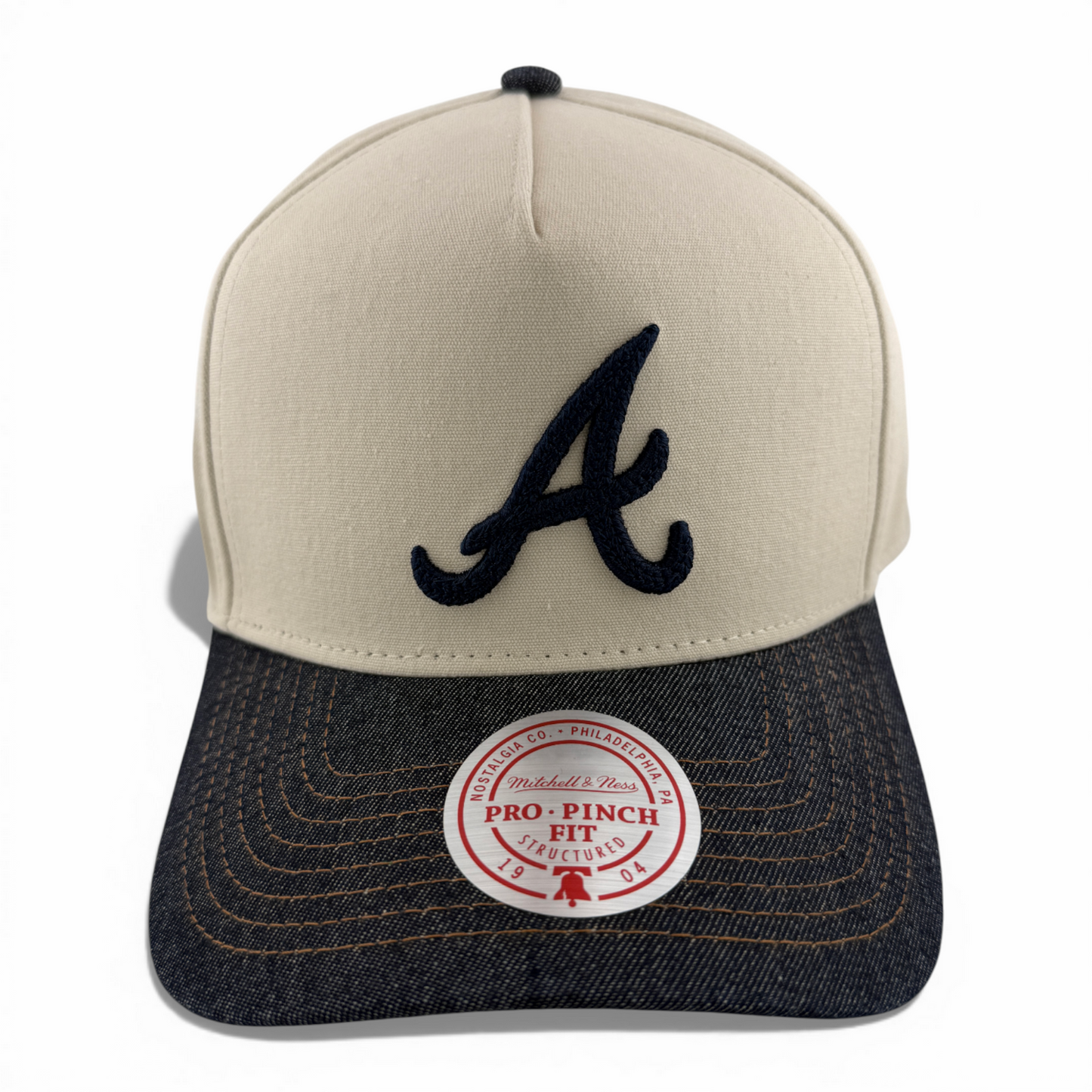 Mitchell & Ness Atlanta Braves Denim A-Frame Pro Pinch Fit Snapback Adjustable
