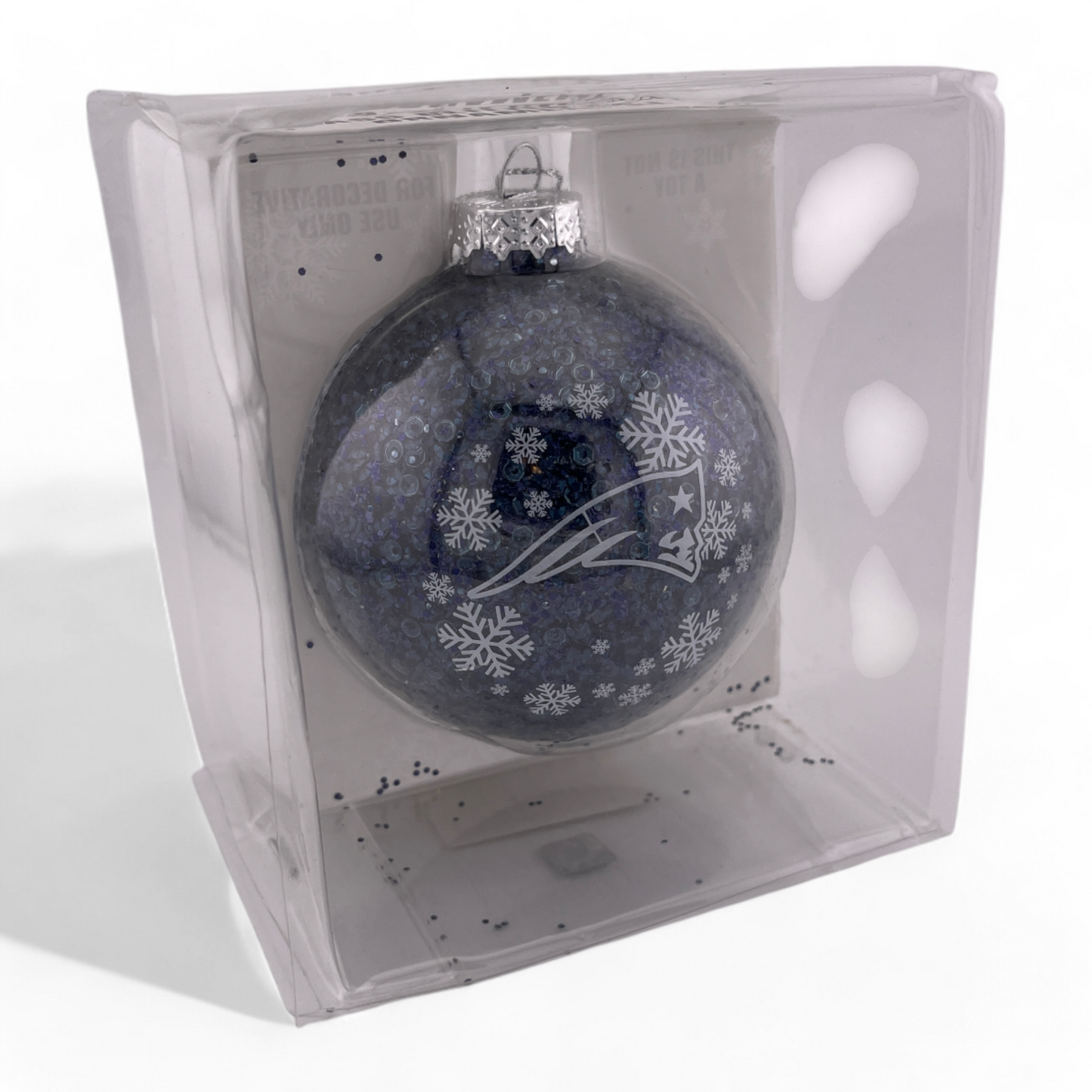 2-PACK New England Patriots NFL Glitter Ball Round Christmas Tree Ornament