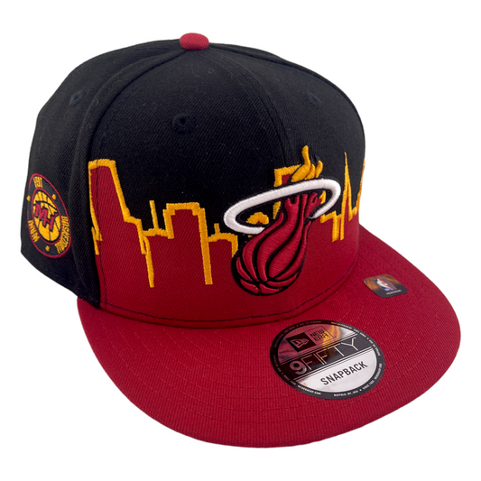 New Era Miami Heat Tip Off 2022 Cityscape Black/Red NBA 9FIFTY Snapback Hat Cap