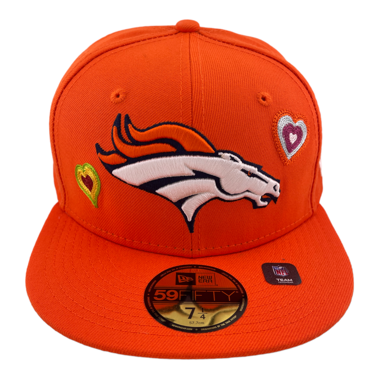 New Era Denver Broncos Chain Stitch Hearts Orange/Pink UV 59FIFTY Fitted Hat Cap