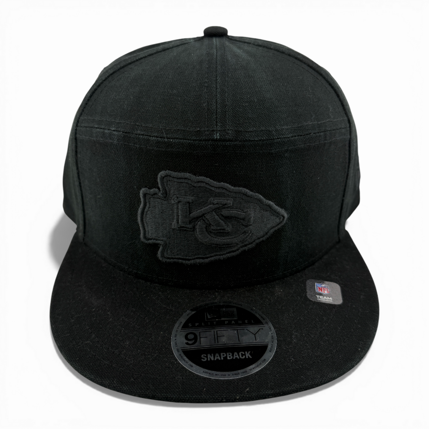 New Era Kansas City Chiefs NFL All Black Split Panel Canvas 9Fifty Snapback Hat
