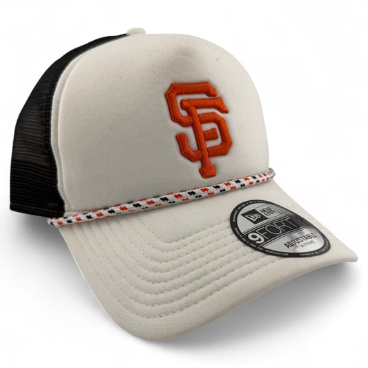 New Era San Francisco Giants Rope A-Frame Trucker 9FORTY Adjustable Snapback Hat
