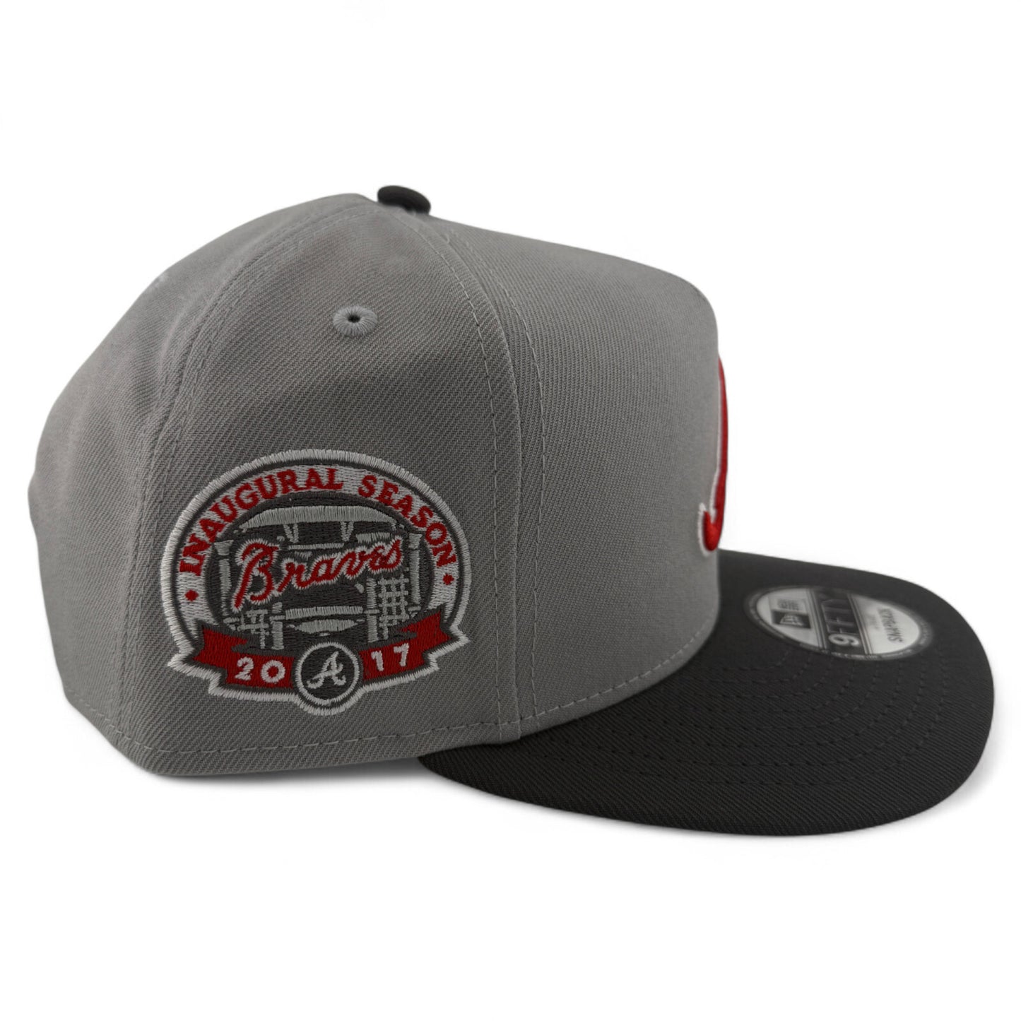 New Era Atlanta Braves MLB Grey A-Frame 9FIFTY Snapback Adjustable Hat Cap