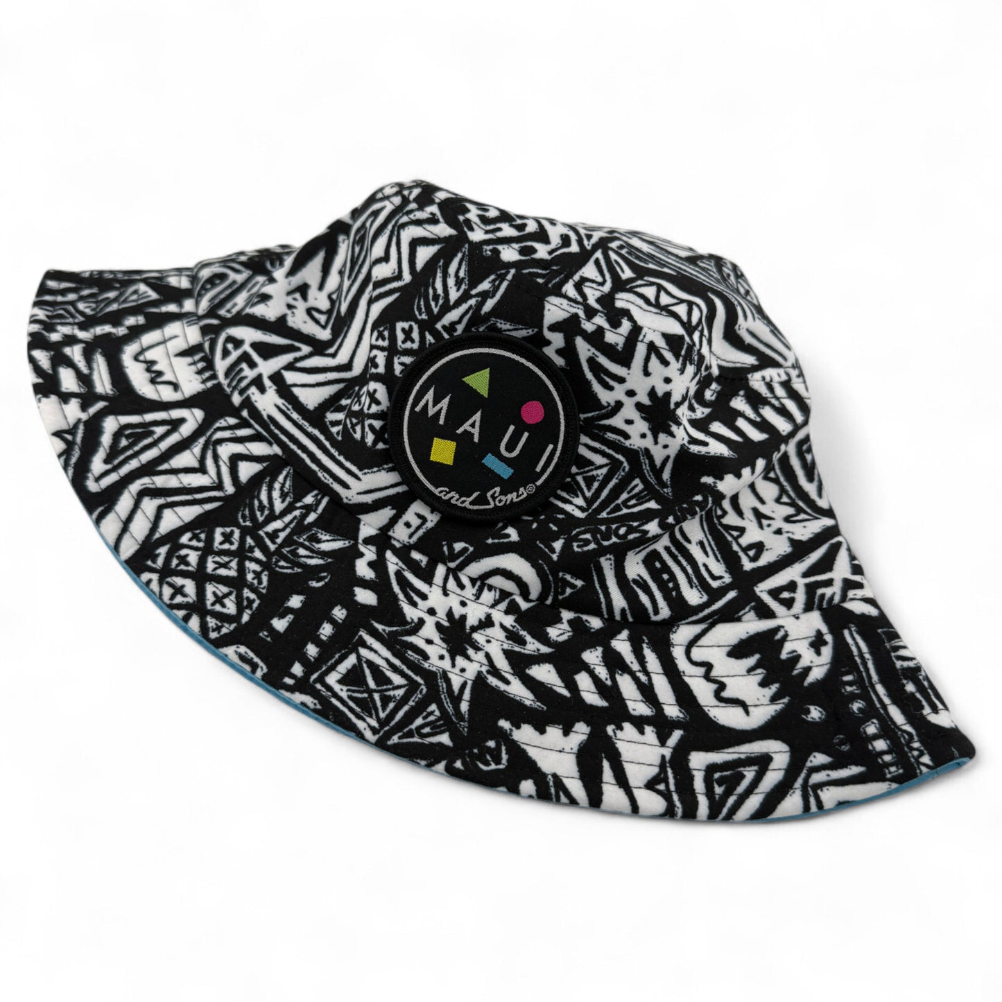 Maui and Sons Block Party Black/White Boonie Bucket Hat Unisex Adult One Size