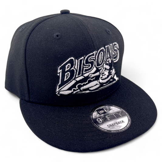 New Era Buffalo Bisons MiLB Black/White B-Dub 9FIFTY Snapback Adjustable Hat Cap