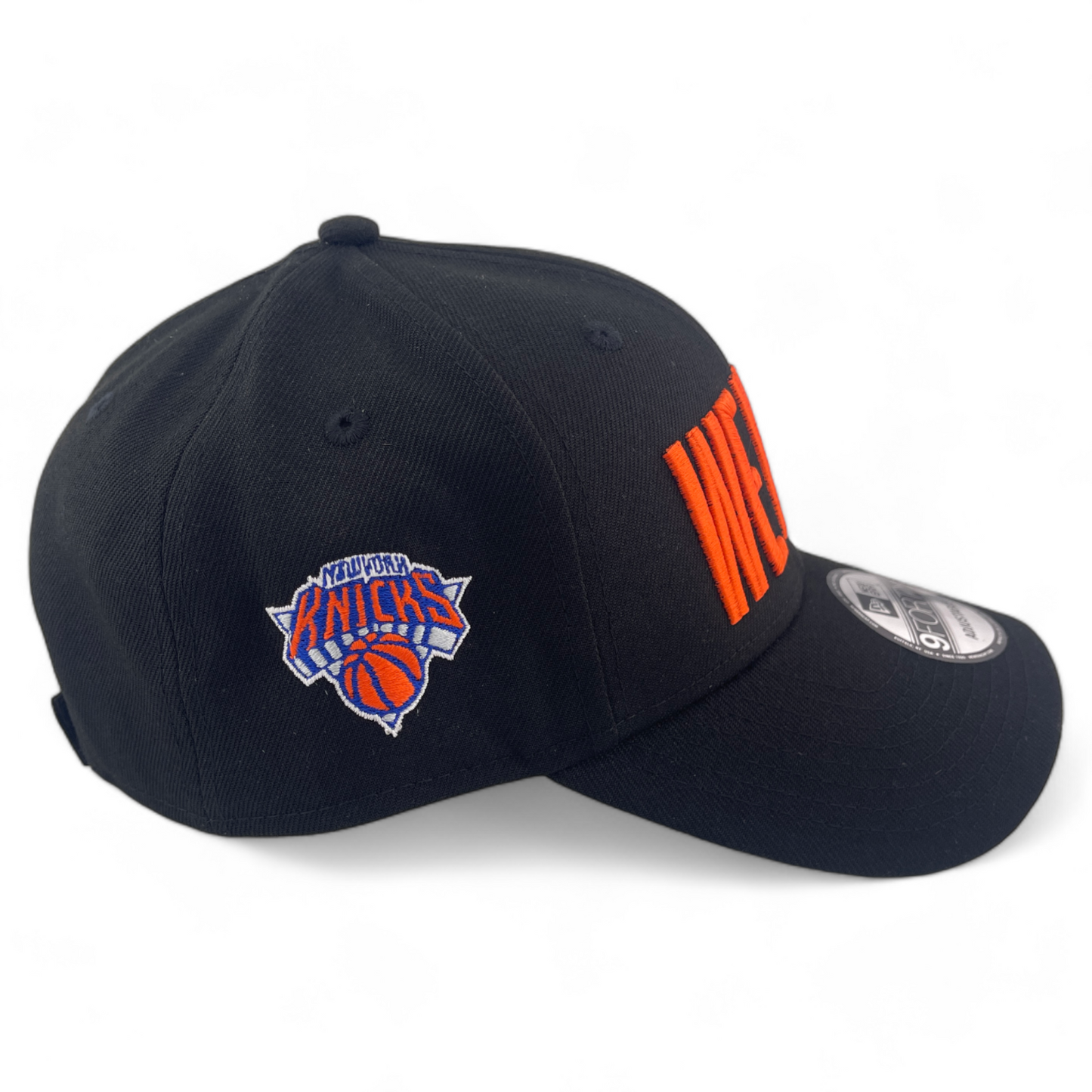 New Era New York Knicks “We Here” Black Orange Patch 9Forty Adjustable Hat Cap