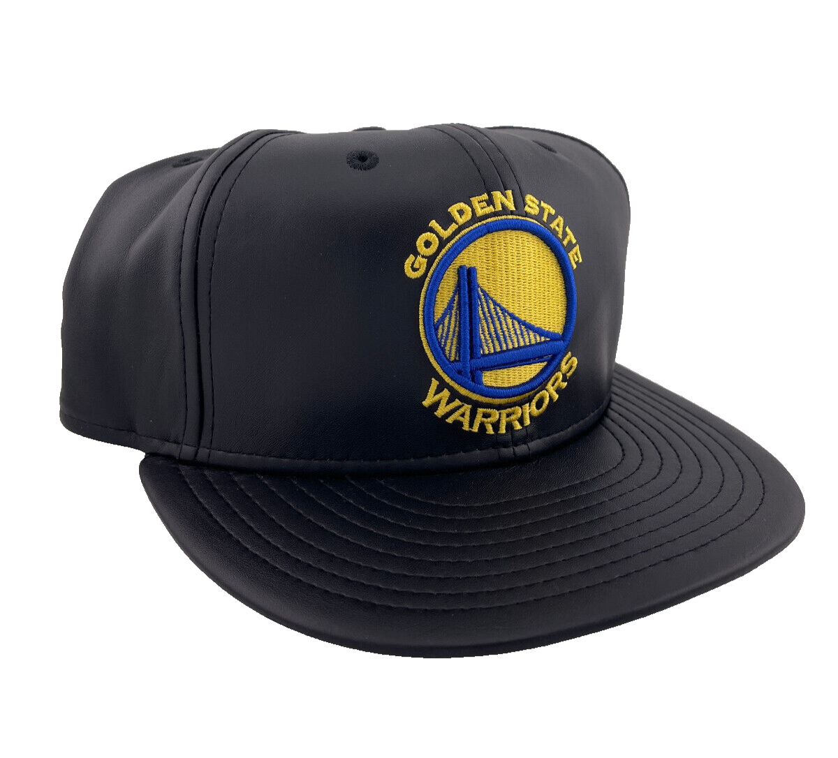 New Era Golden State Warriors Leather NBA Black 59FIFTY Fitted Hat Cap