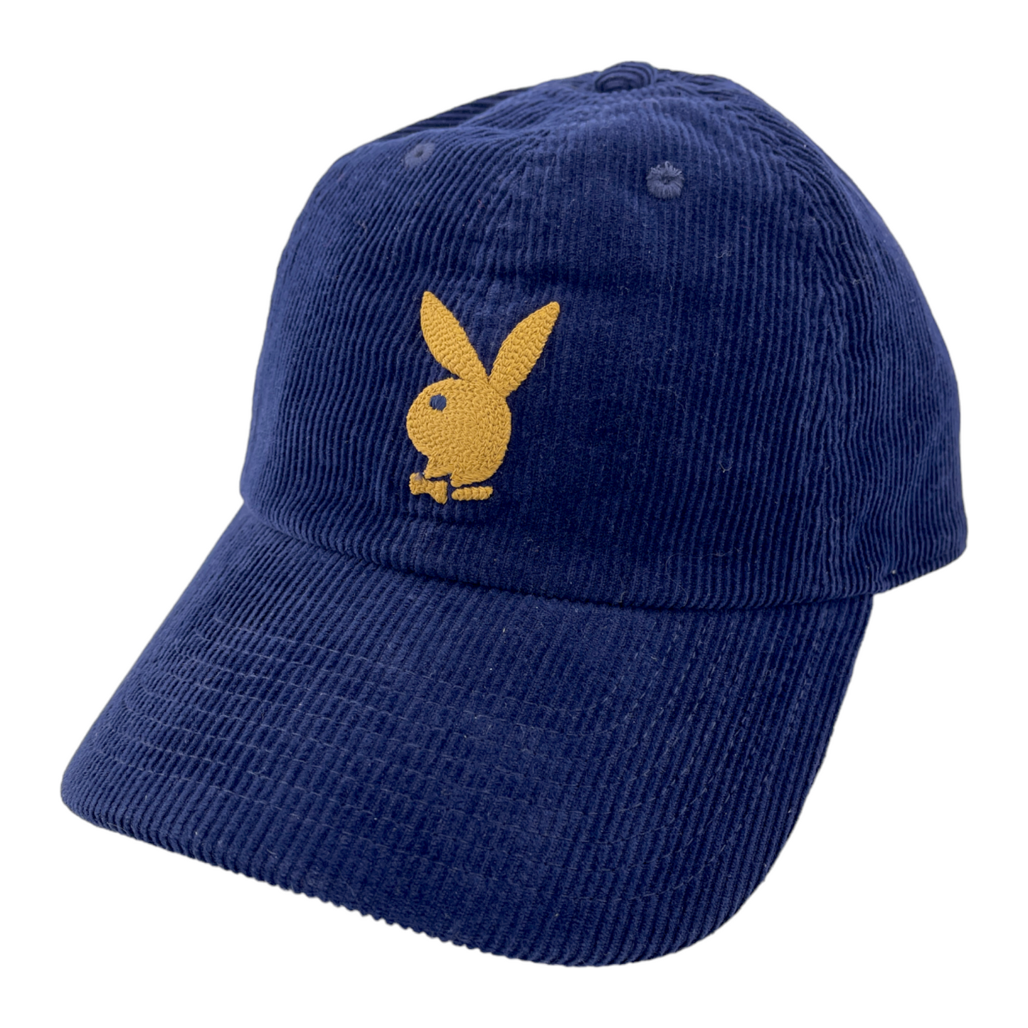 Playboy Blueberry Pie Navy Blue Gold Bunny Logo Corduroy Adjustable Dad Hat Cap