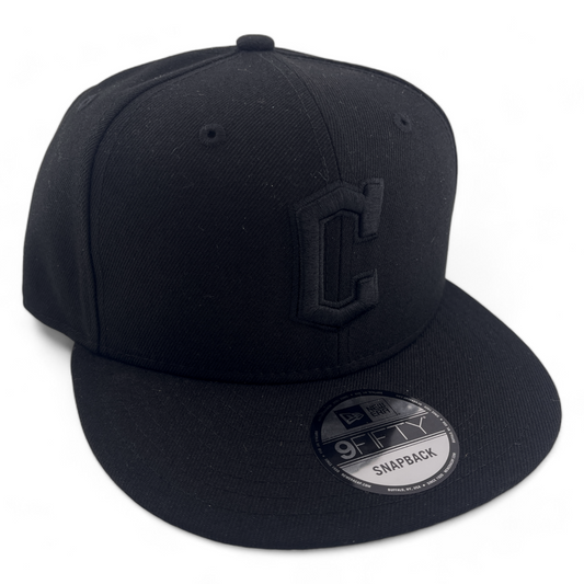 New Era Cleveland Guardians MLB Blacked Out Black Logo 9FIFTY Snapback Hat Cap