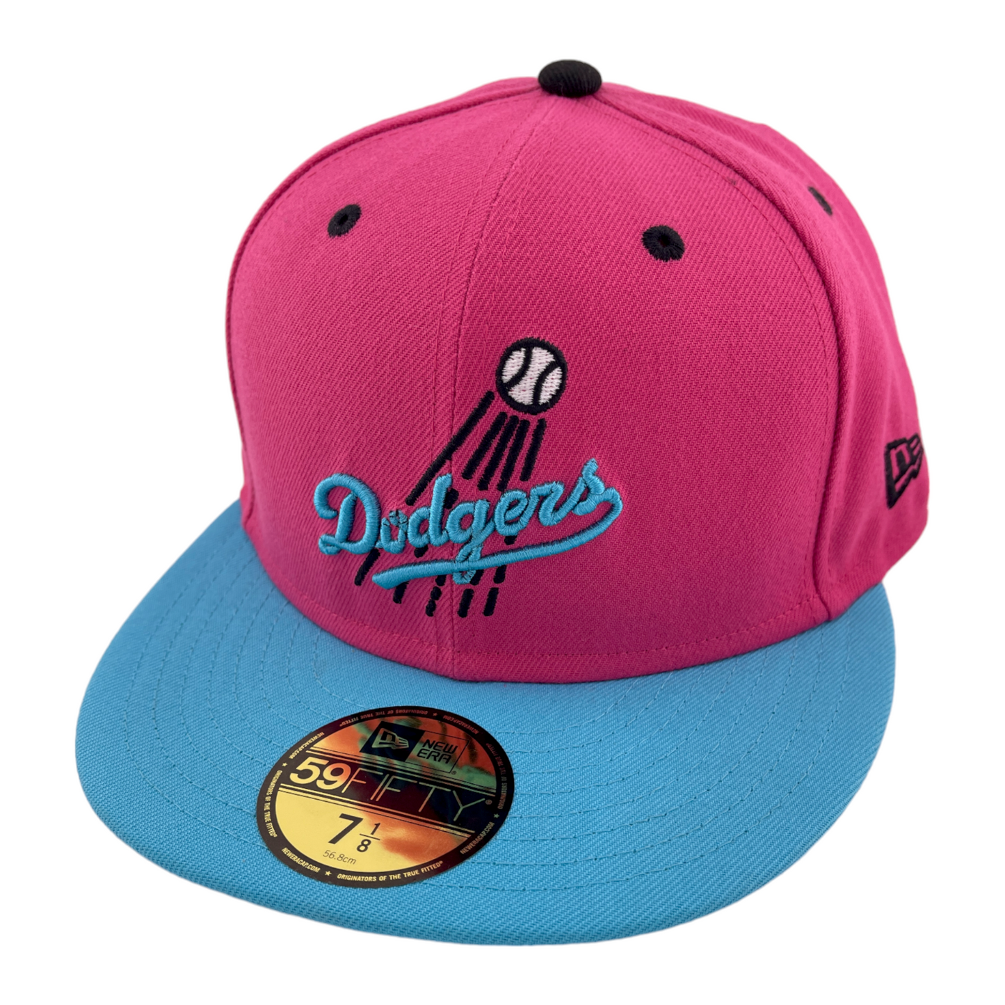 New Era Los Angeles Dodgers MLB Teal Blue/Hot Pink Pack 59Fifty Fitted Hat Cap