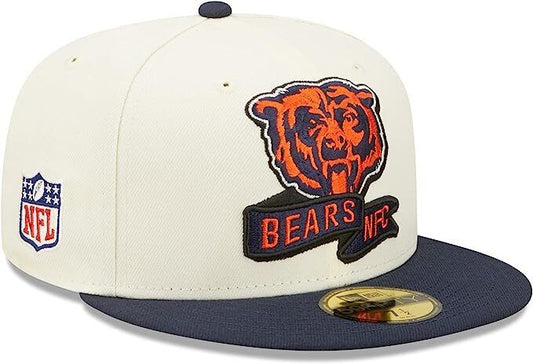 New Era Chicago Bears 2022 Sideline NFL Cream 59FIFTY Fitted Hat Cap