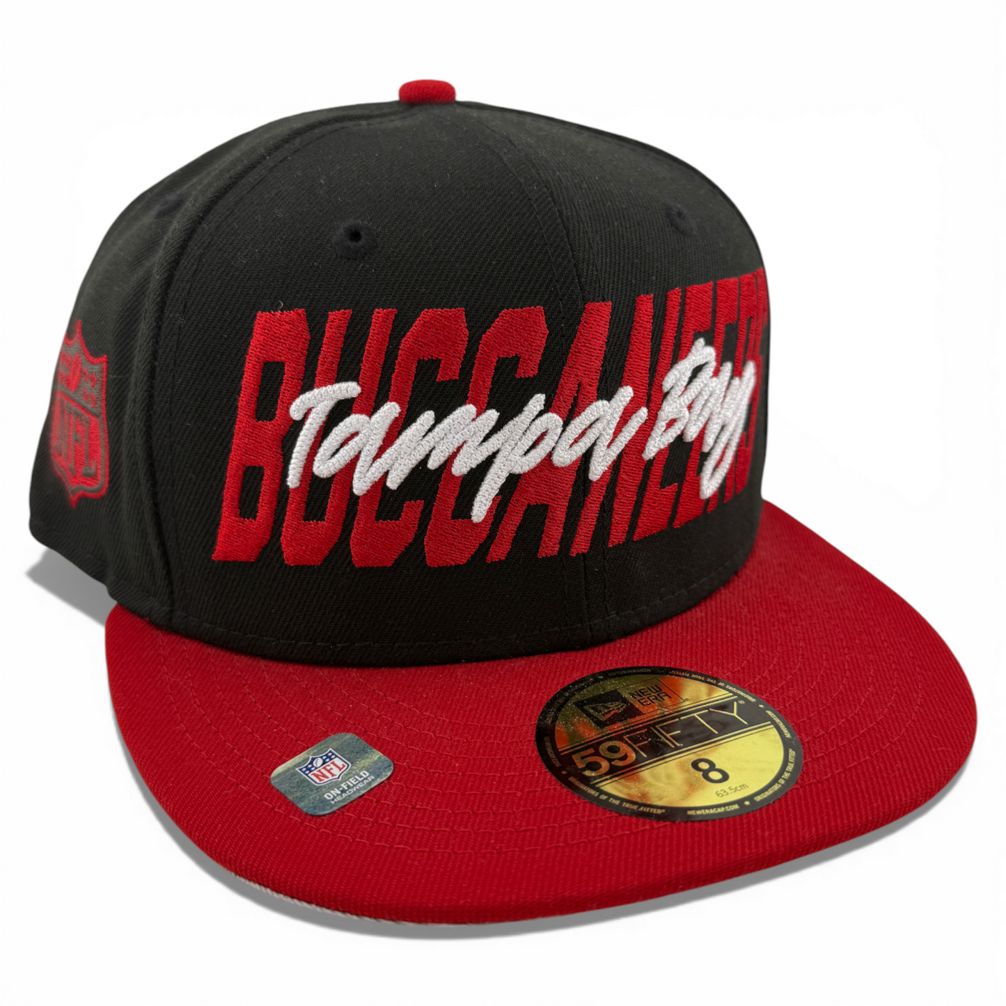 New Era Tampa Bay Buccaneers NFL 2022 Draft Scrip Logo 59Fifty Fitted Hat Cap