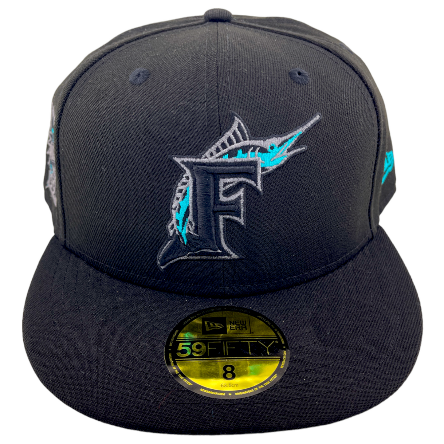 New Era Florida Marlins Inaugural Year Patch Blackout Pop UV 59FIFTY Fitted Hat Cap