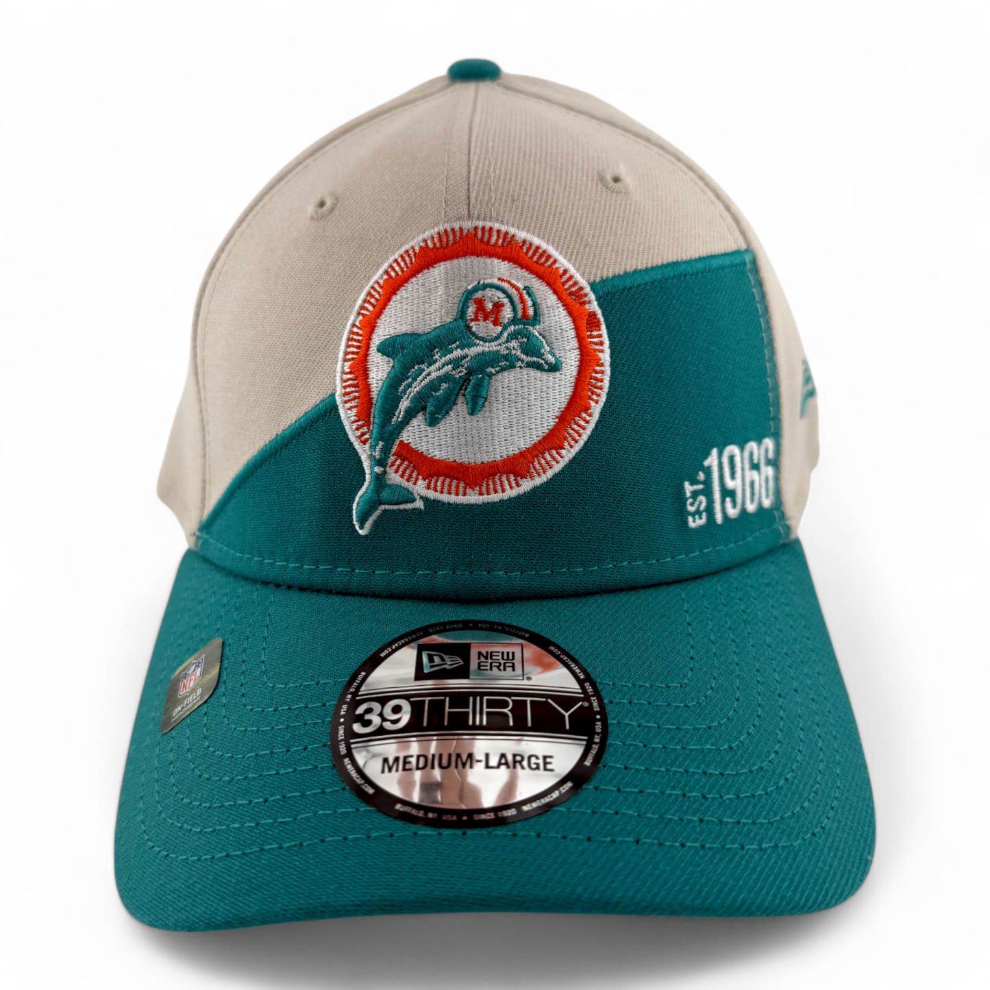 New Era Miami Dolphins NFL 2023 Sideline Historic Logo 39Thirty Flex Fit Hat Cap