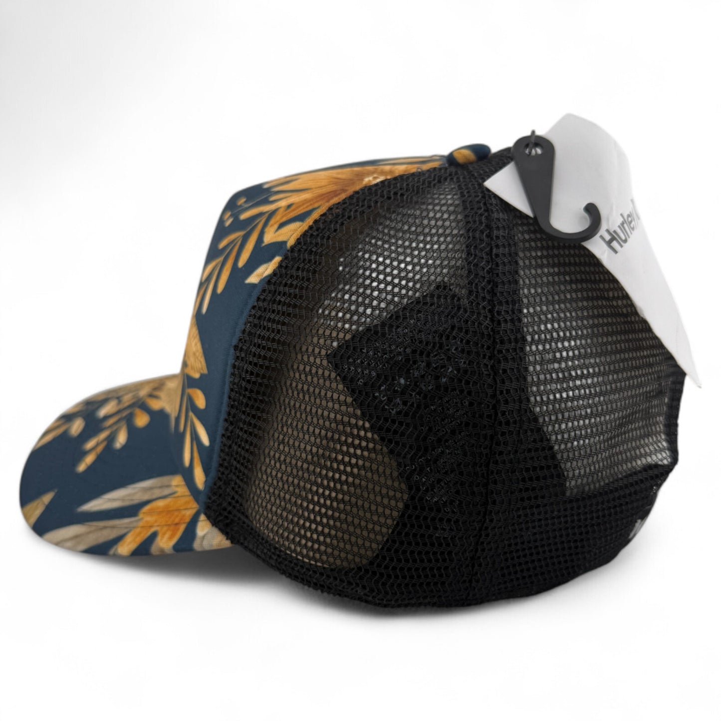 Hurley Brand Icon Yellow Floral Trucker Mesh Back Adjustable Snapback Hat Cap