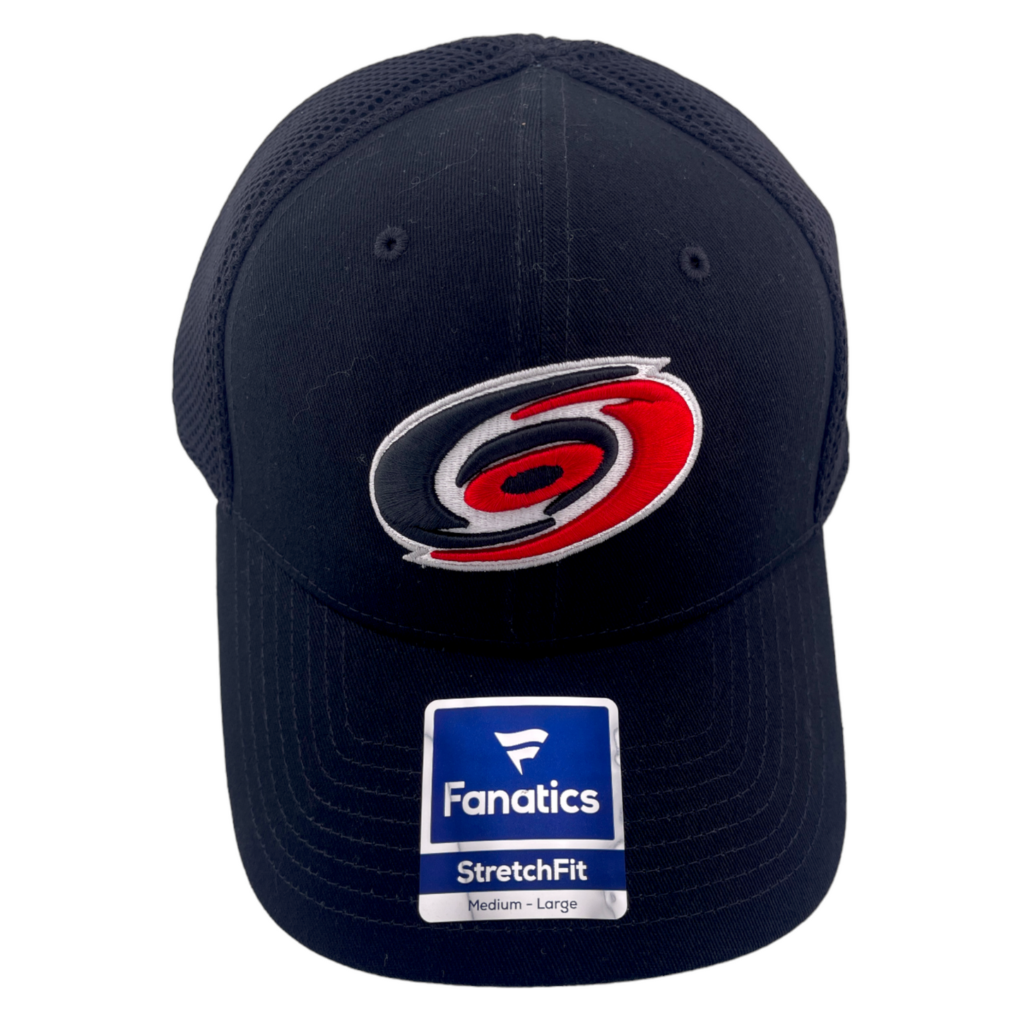 Fanatics Carolina Hurricanes Canes Logo NHL Hockey Neo Black Stretch Fit Hat