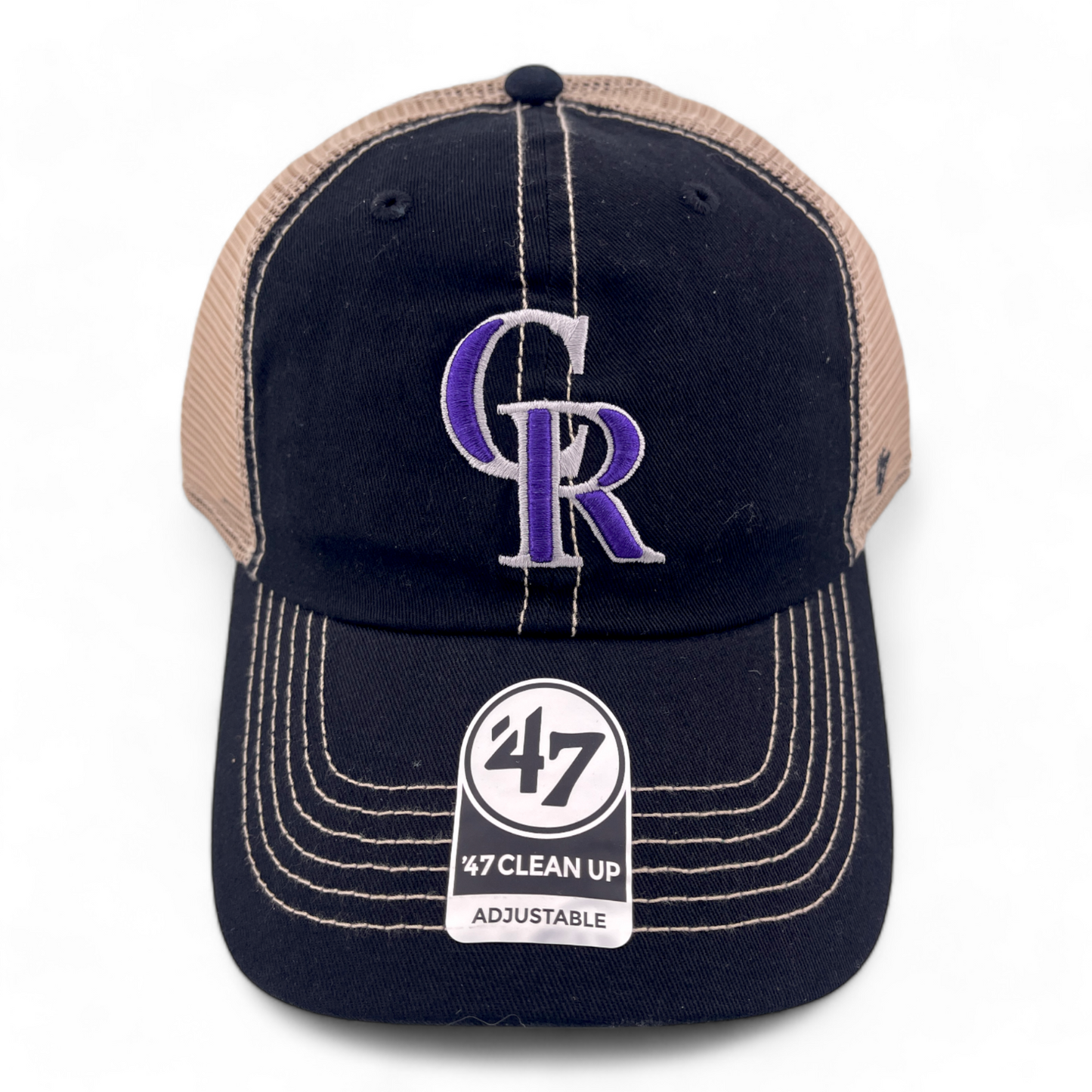 '47 Brand Colorado Rockies MLB Black Trawler Mesh Back Clean Up Adjustable Hat Cap