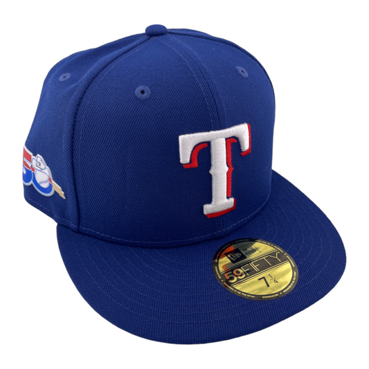 New Era Texas Rangers 50th Anniversary Patch Blue/Black UV 59FIFTY Fitted Hat Cap