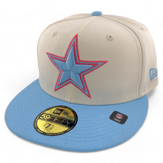 New Era Dallas Cowboys NFL Ivory/Teal/Pink Color Pack 59FIFTY Fitted Hat Cap