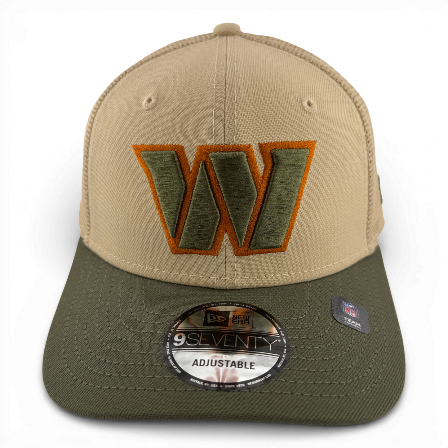 New Era Washington Commanders Olive/Tan Trucker 9Seventy Snapback Adjustable Hat