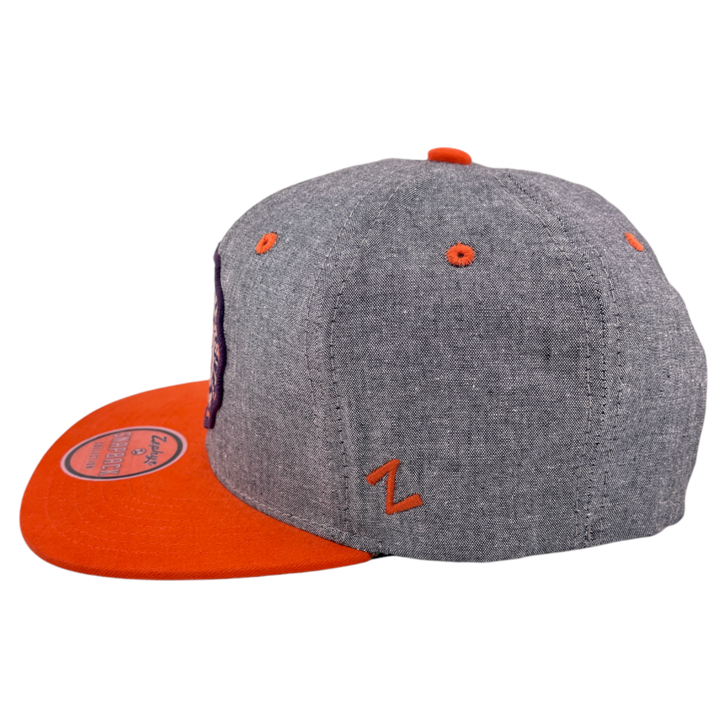 Zephyr Clemson Tigers Logo Orange/Grey Flat Bill Snapback Adjustable Hat Cap