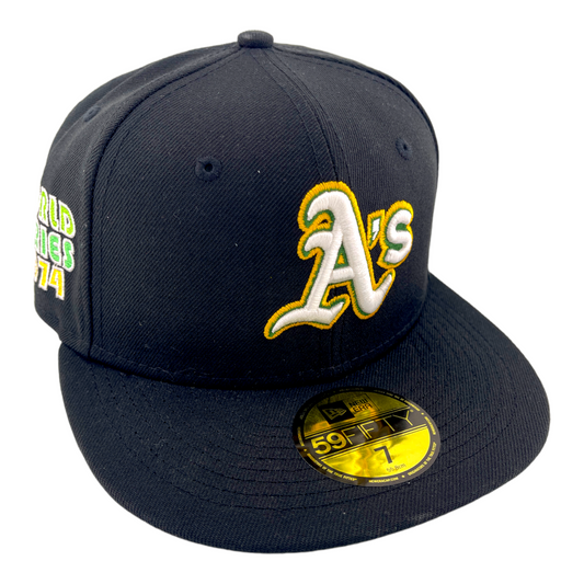 New Era Oakland A's Athletics 1974 World Series Patch Citrus Pop 59FIFTY Hat Cap