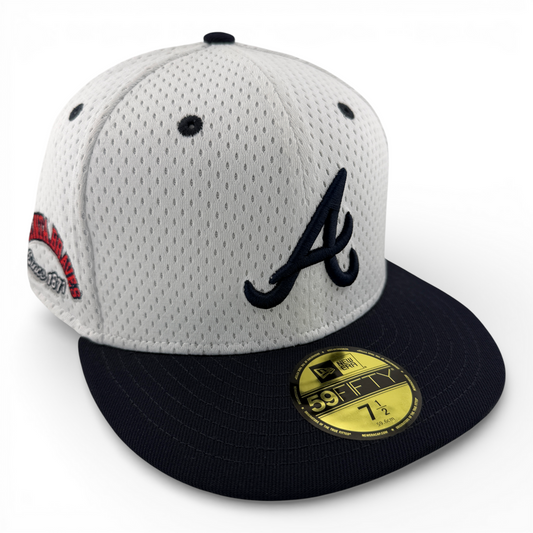 New Era Atlanta Braves MLB Throwback Jersey Mesh Navy 59Fifty Fitted Hat Cap