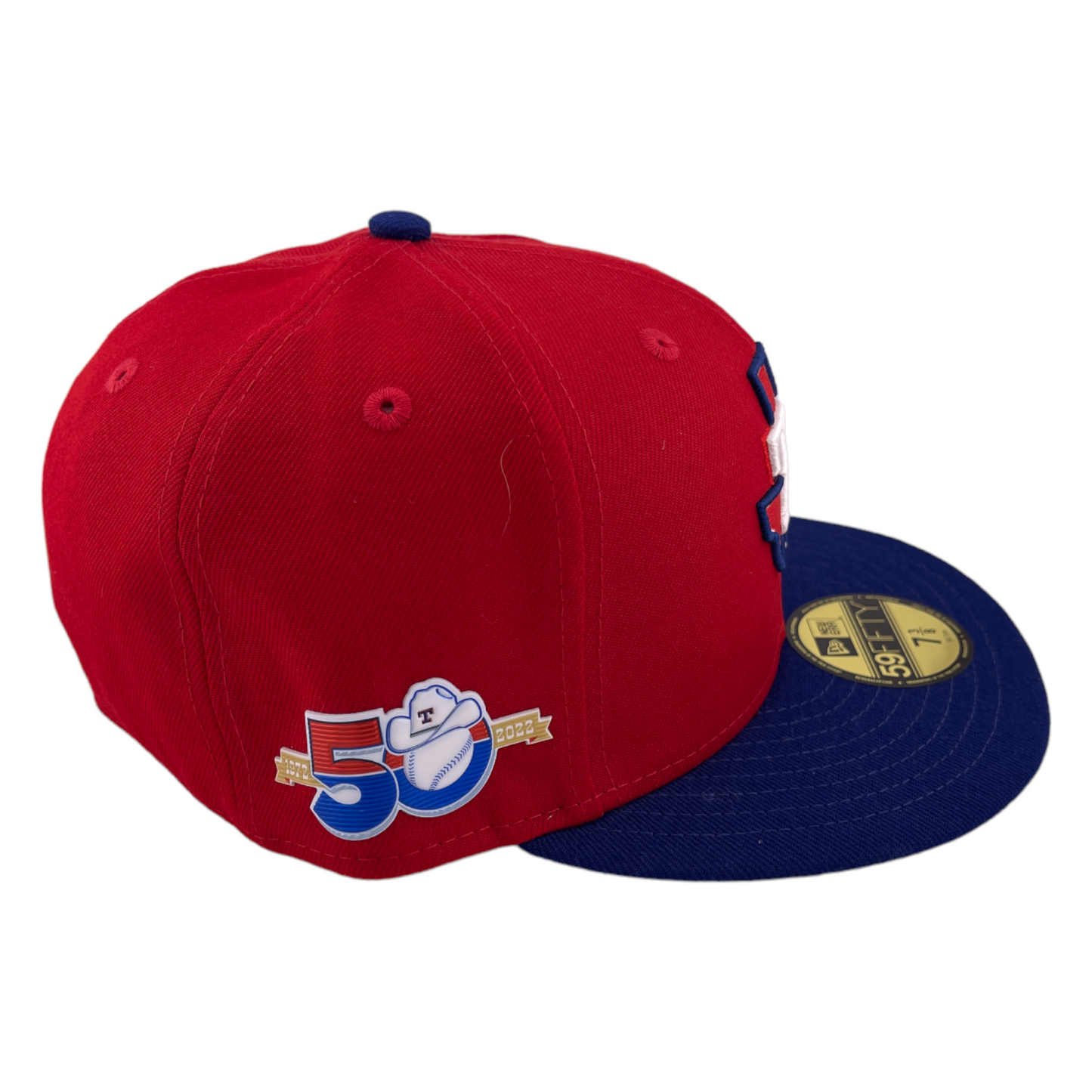 New Era Texas Rangers 50th Anniversary Patch Red/Black UV 59FIFTY Fitted Hat Cap