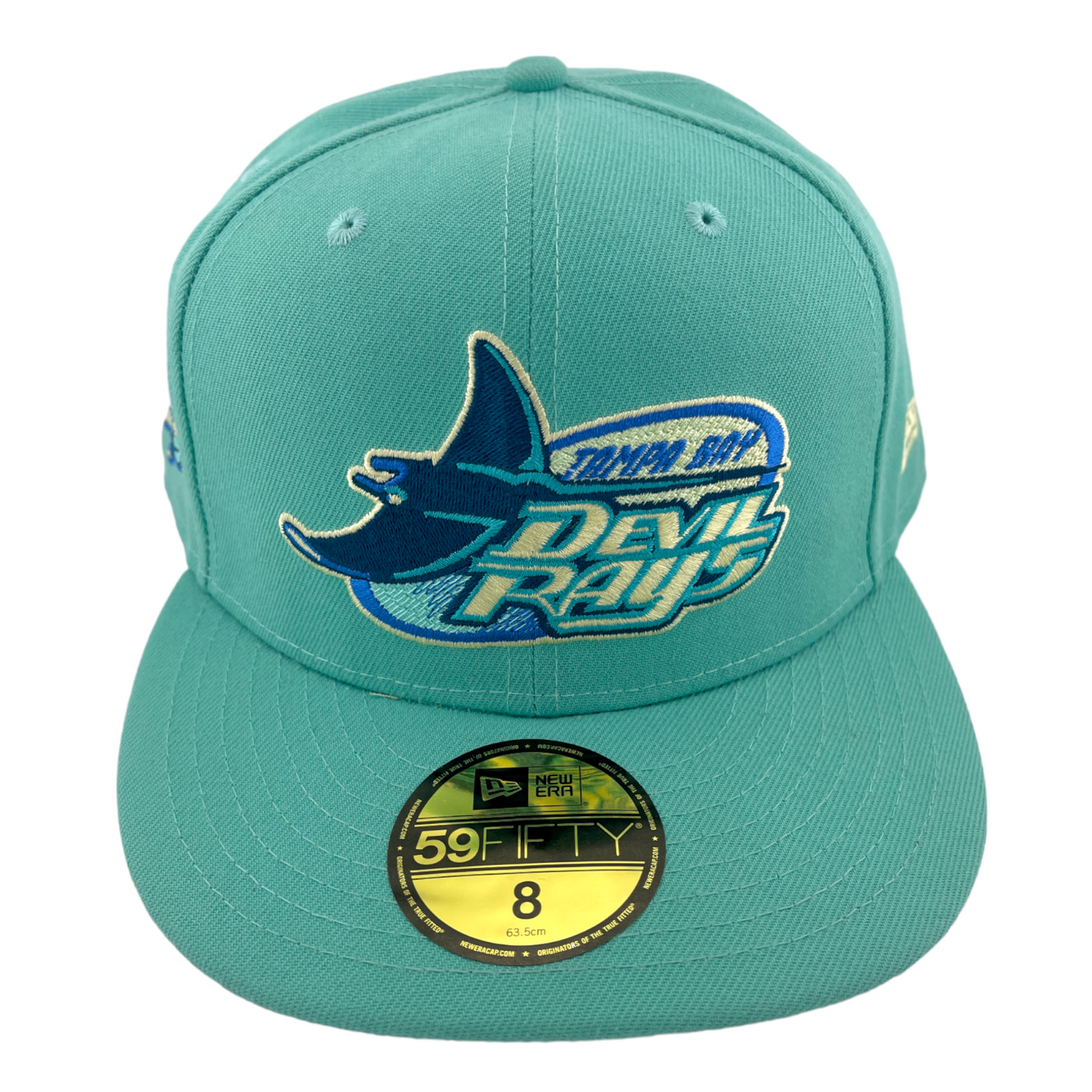 New Era Tampa Bay Devil Rays Inaugural Patch Teal/Yellow UV 59FIFTY Fitted Hat Cap