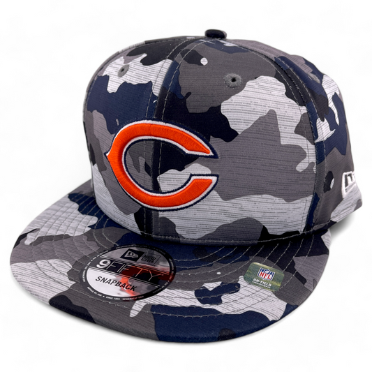 New Era Chicago Bears NFL Training Camp 2022 Blue Camo 9FIFTY Snapback Hat Cap