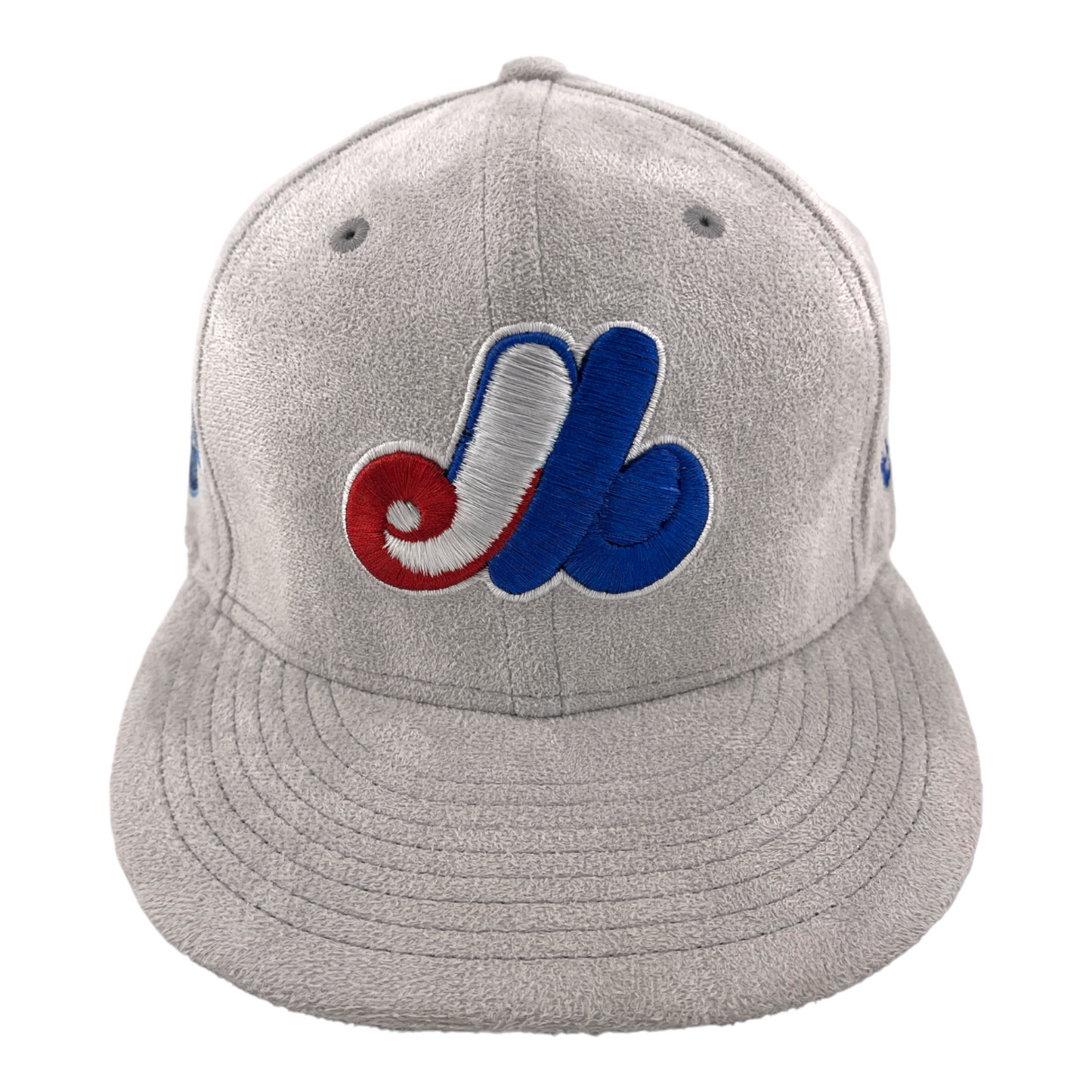 New Era Montreal Expos Club De Baseball Patch Suede Grey/Blue UV 59FIFTY Hat Cap