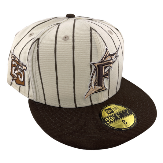 New Era Florida Marlins 25th Anniversary Patch Brown Pinstripe Pack 59FIFTY Hat Cap