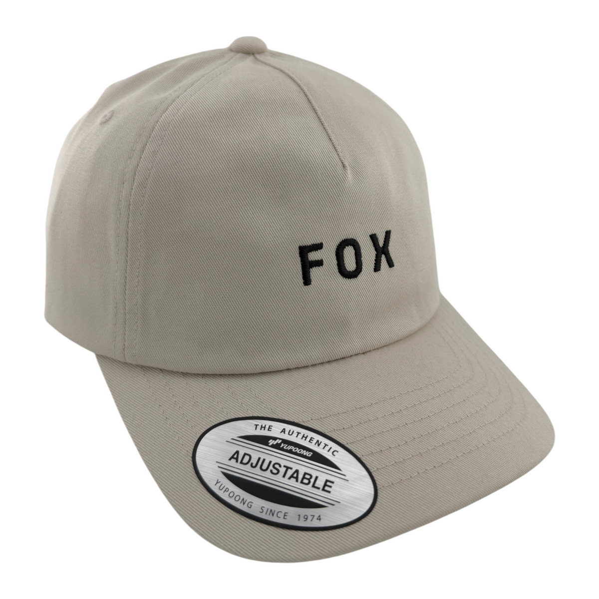Fox Racing Wordmark Cream Tan Logo A-Frame Adjustable Strapback Dad Hat Cap