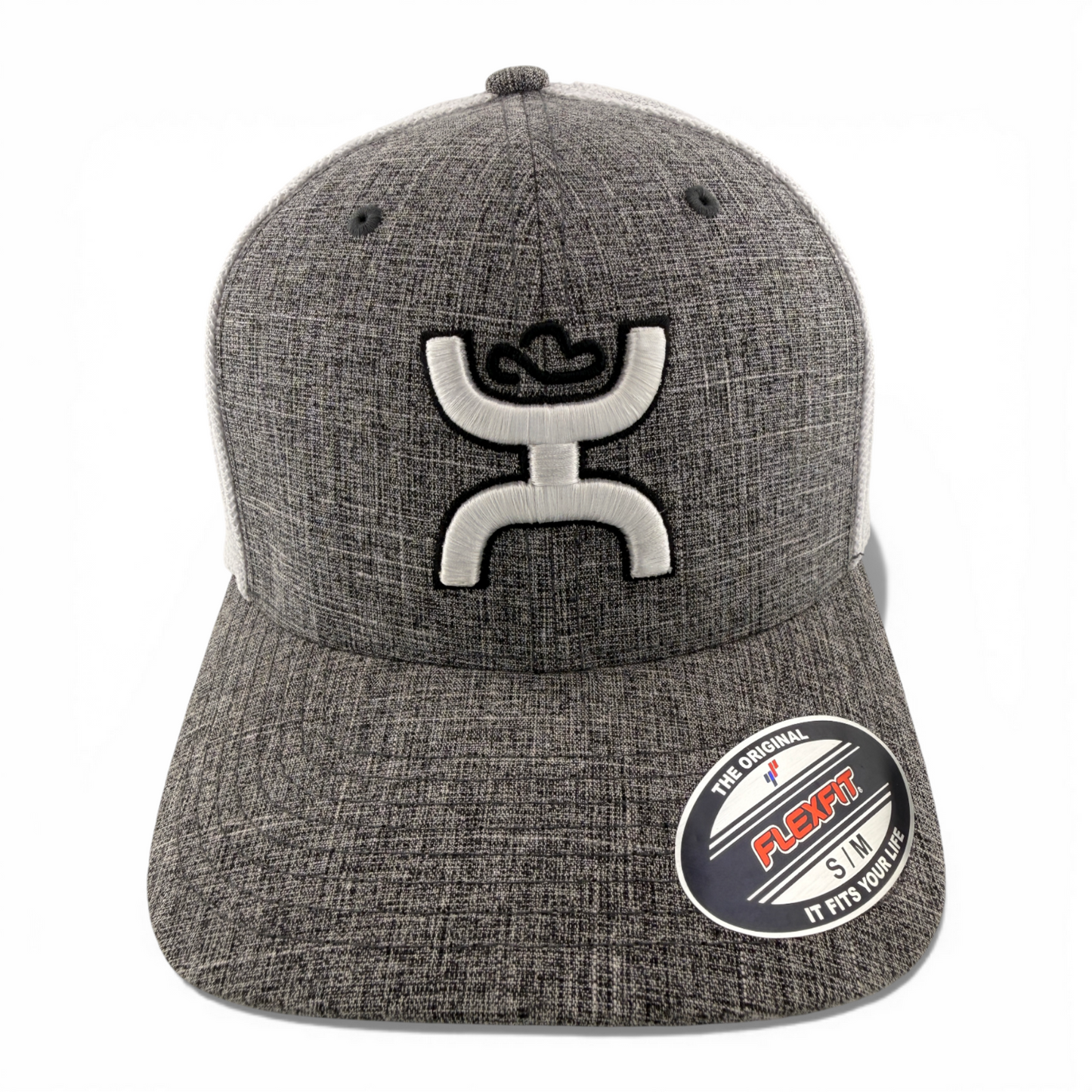 Hooey Caymen Heather Grey/White Mesh Back Trucker Stretch Flex Fitted Hat Cap