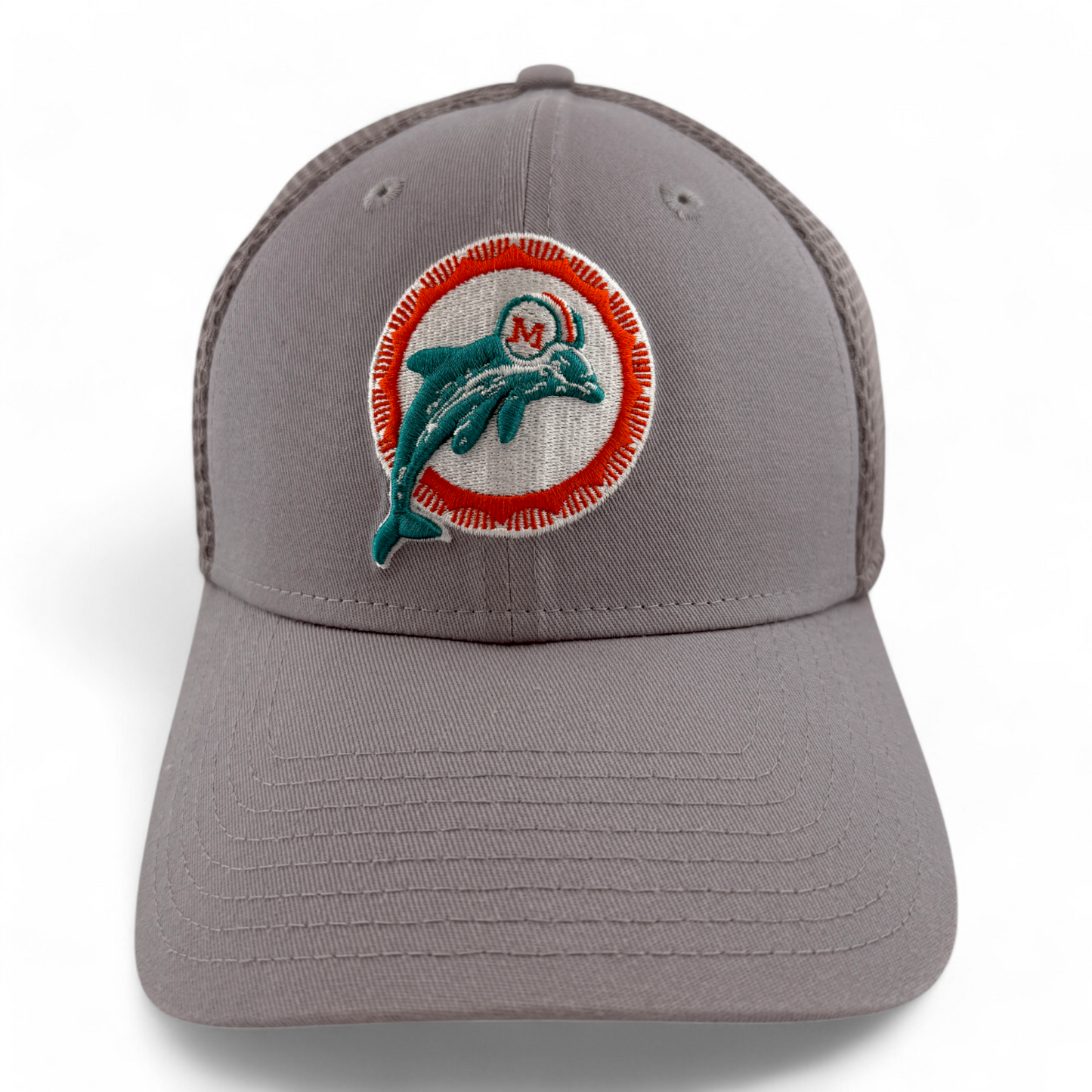 New Era Miami Dolphins NFL Logo Grey Neo Mesh Back 39Thirty Flex Fit Hat Cap