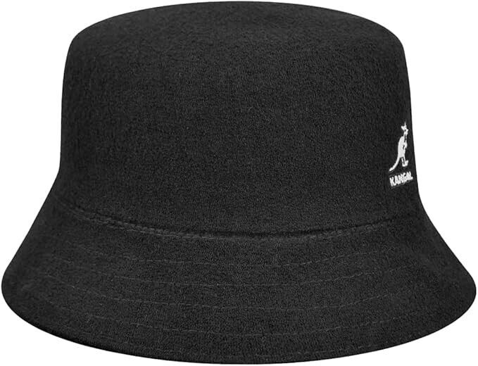 Kangol Bermuda Terry Black White Logo Boonie Bucket Hat Unisex Adult Size Medium