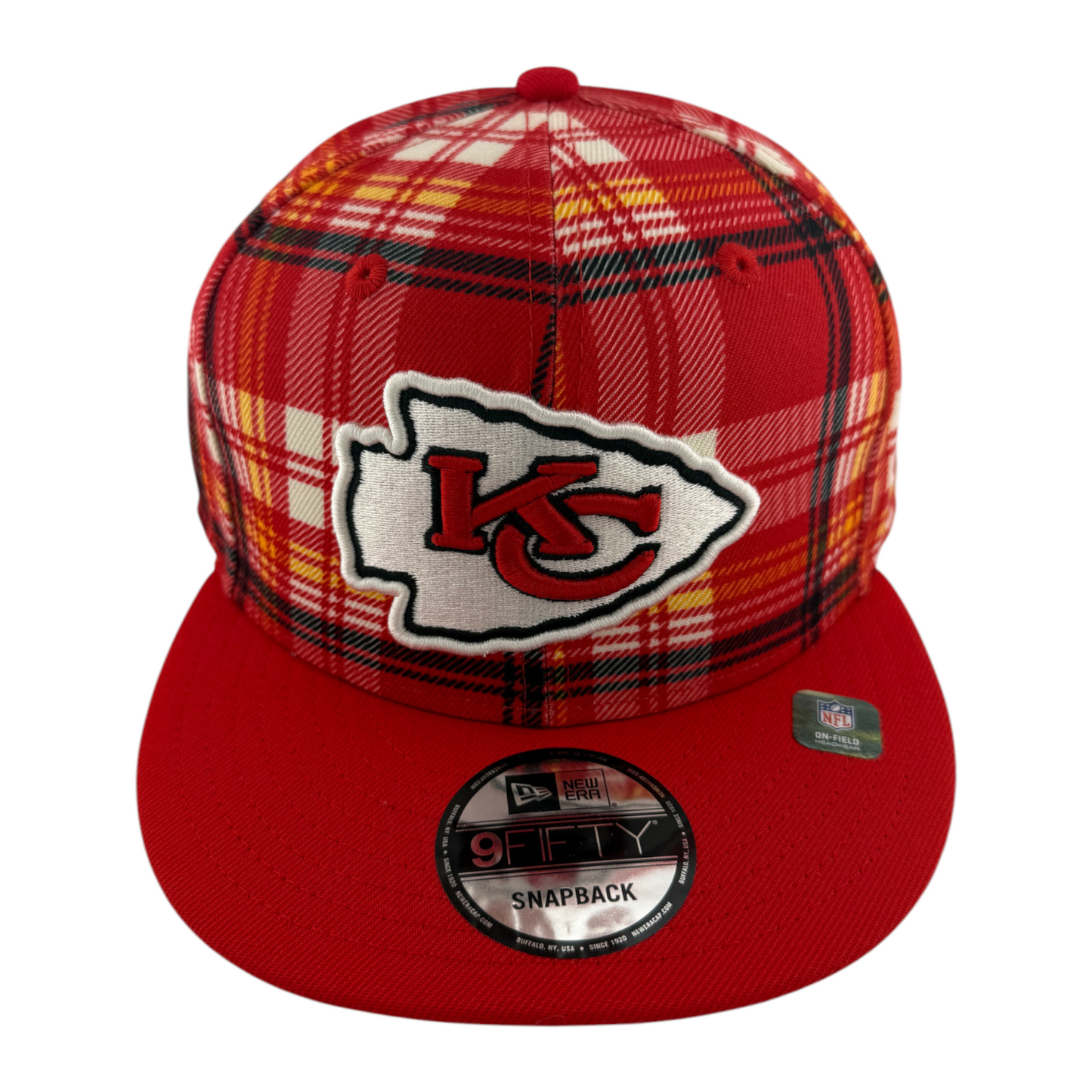 New Era Kansas City Chiefs 2024 Sideline Plaid 9Fifty Snapback Adjustable Hat