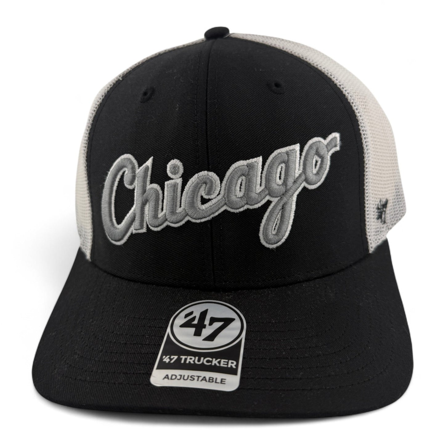 '47 Brand Chicago White Sox MLB Script LogoTrucker Snapback Mesh Back Hat Cap