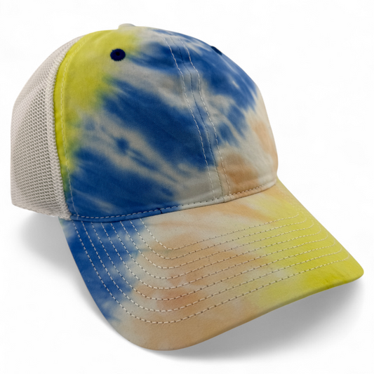 The Game GB470 Sunrise Tie Dye Trucker Mesh Back Snapback Adjustable Dad Hat Cap