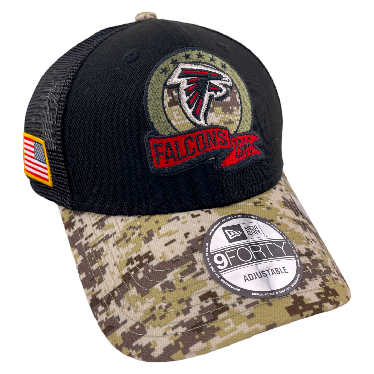 New Era Atlanta Falcons 2022 Salute to Service Black/Camo 9Forty Snapback Hat