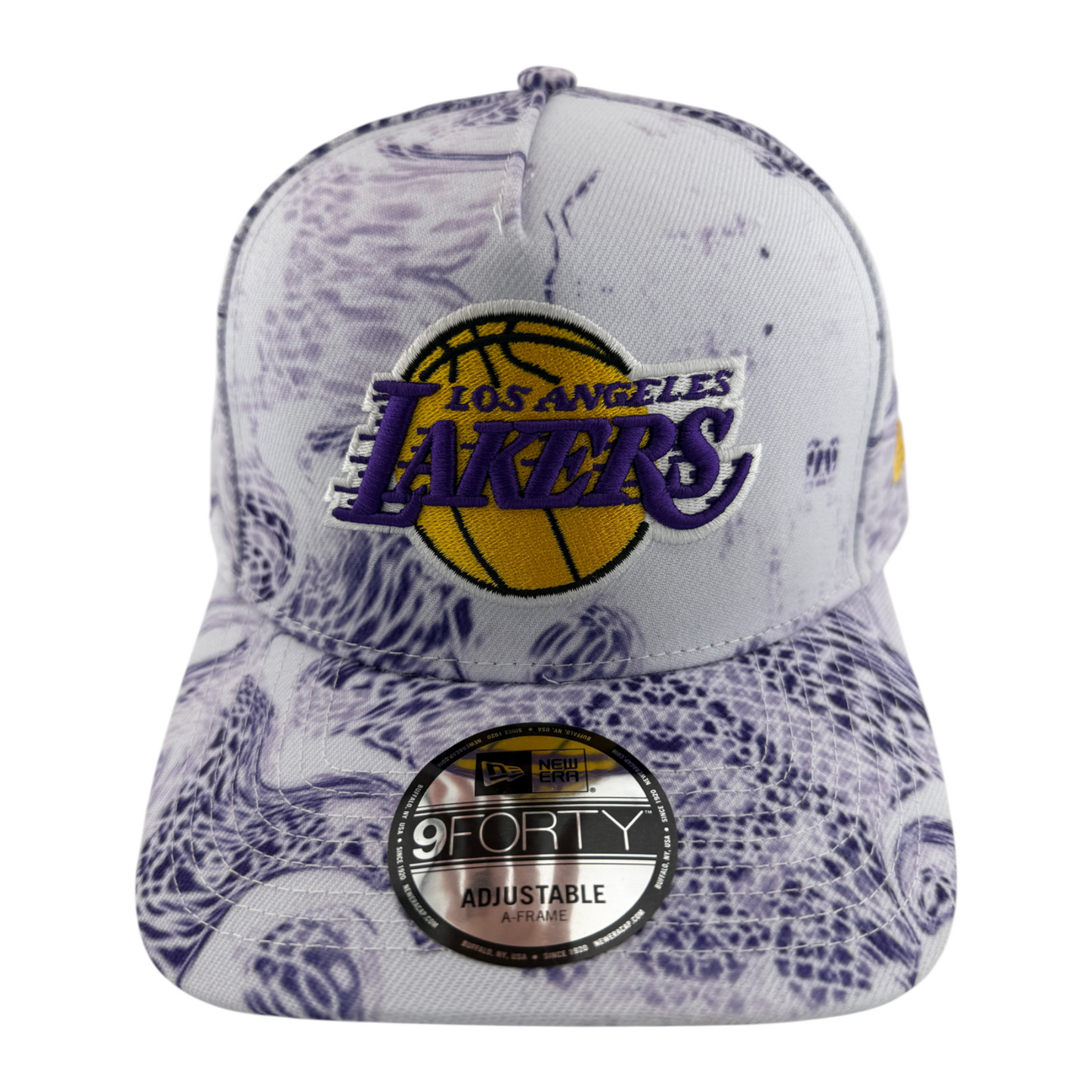 New Era Los Angeles Lakers White Snake A-Frame 9Forty Snapback Adjustable Hat