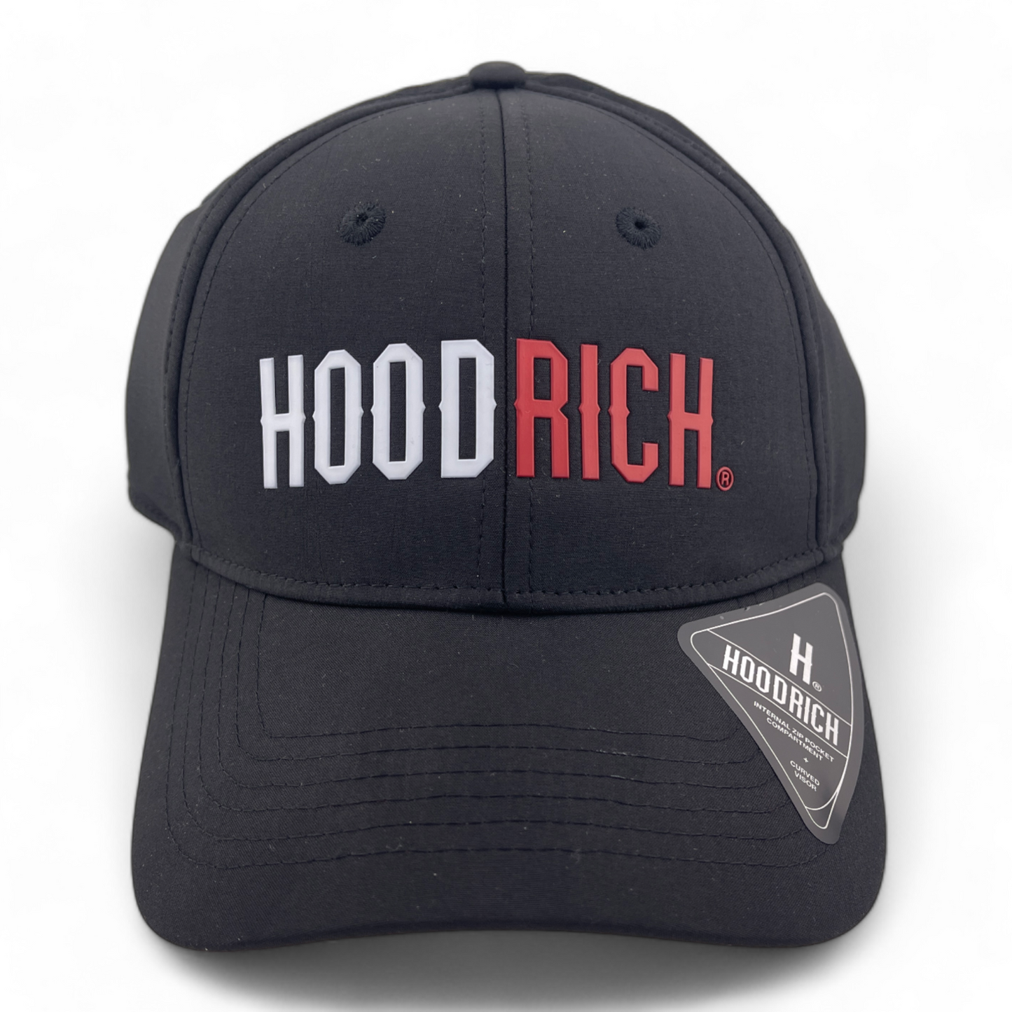 Hoodrich OG Splitter Strapback Internal Zipper Pocket Black Adjustable Hat Cap